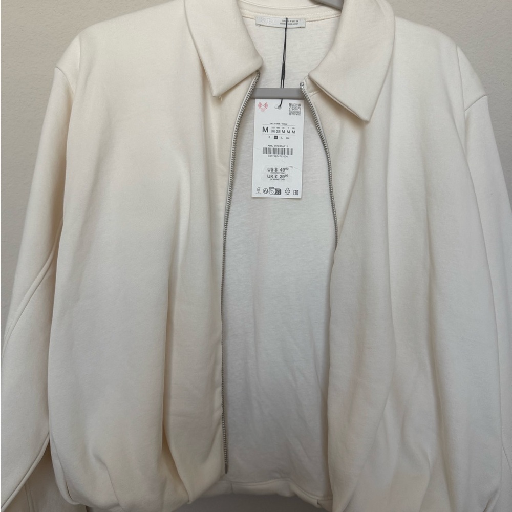 Zara Cream Bomber Jacket